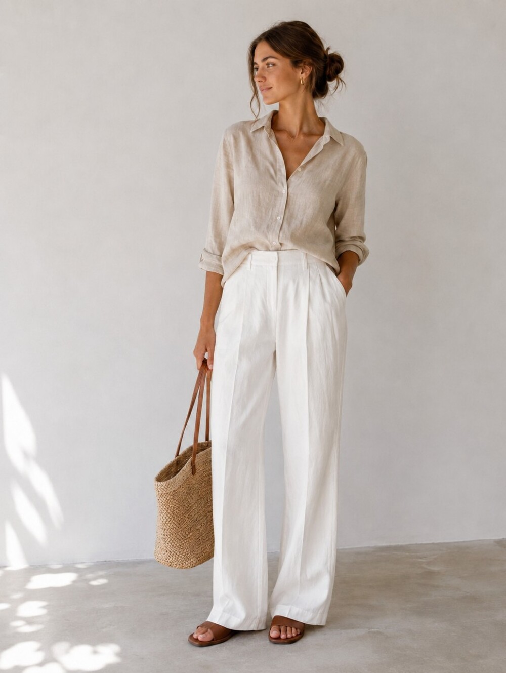 GAP Ivory Pleated Trousers Pants 100% Viscose Size 4 Tall